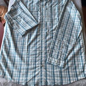 LL bean Men's Blue Plaid Shirt XL Tall